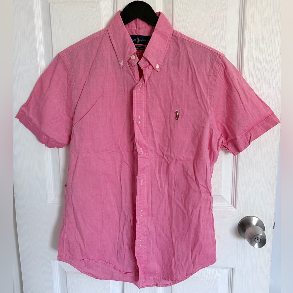 Men's Salmon Pink Polo Ralph Lauren Shirt S
